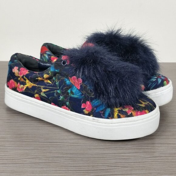Sam Edelman Leya Pom Pom Tropical Floral Slip-on Sneakers Womens Size 5.5 / 35.5 - Picture 2 of 12